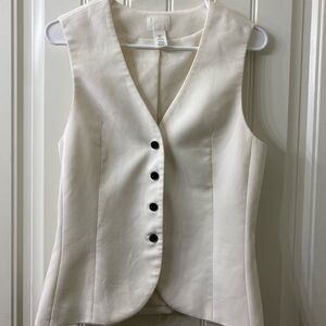 H&M Women's White Suit Vest S Five-Button Notch Lapel Sleeveless